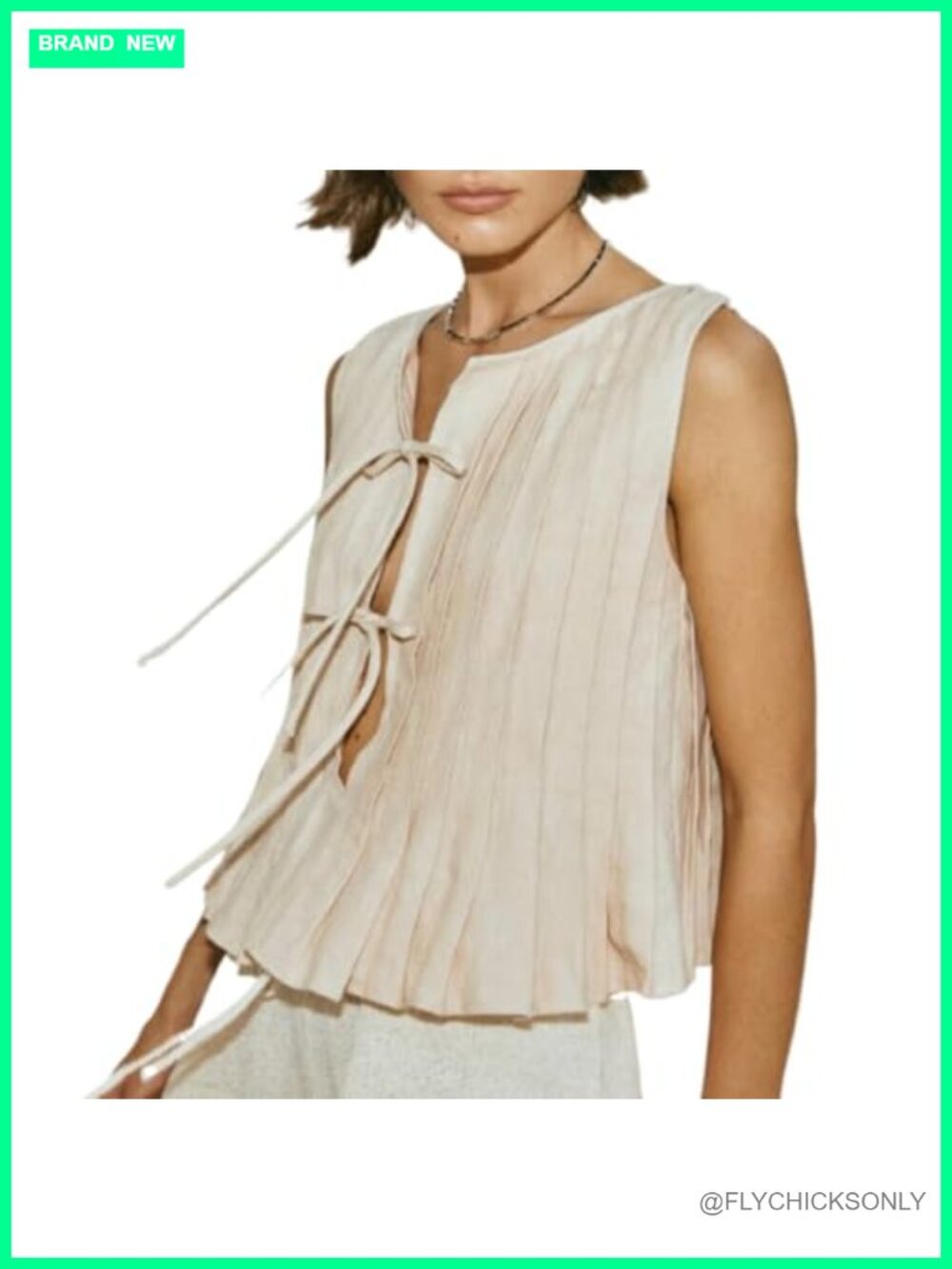 Linen Blend Tie Front Tank Top Pleated Peplum Bow Sleeveless Summer Tunic